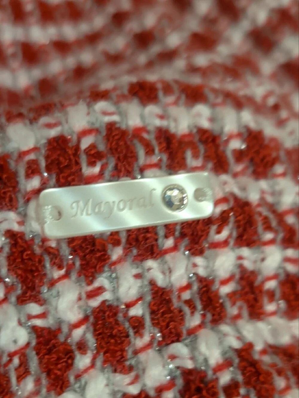 Mayoral Red and White Check Tweed Dress White Petticoat Lining